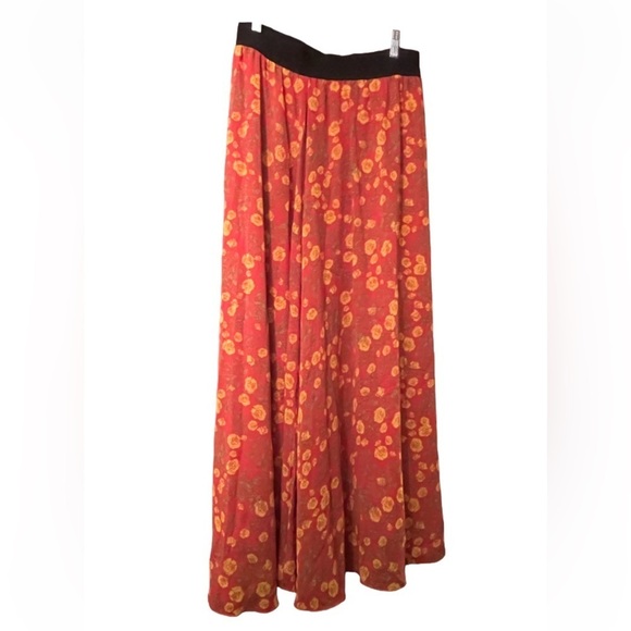 LuLaRoe LUCY Sz Small Skirt Orange Pink Floral Maxi Fully Lined BEAUTIFUL New!! - Picture 3 of 8